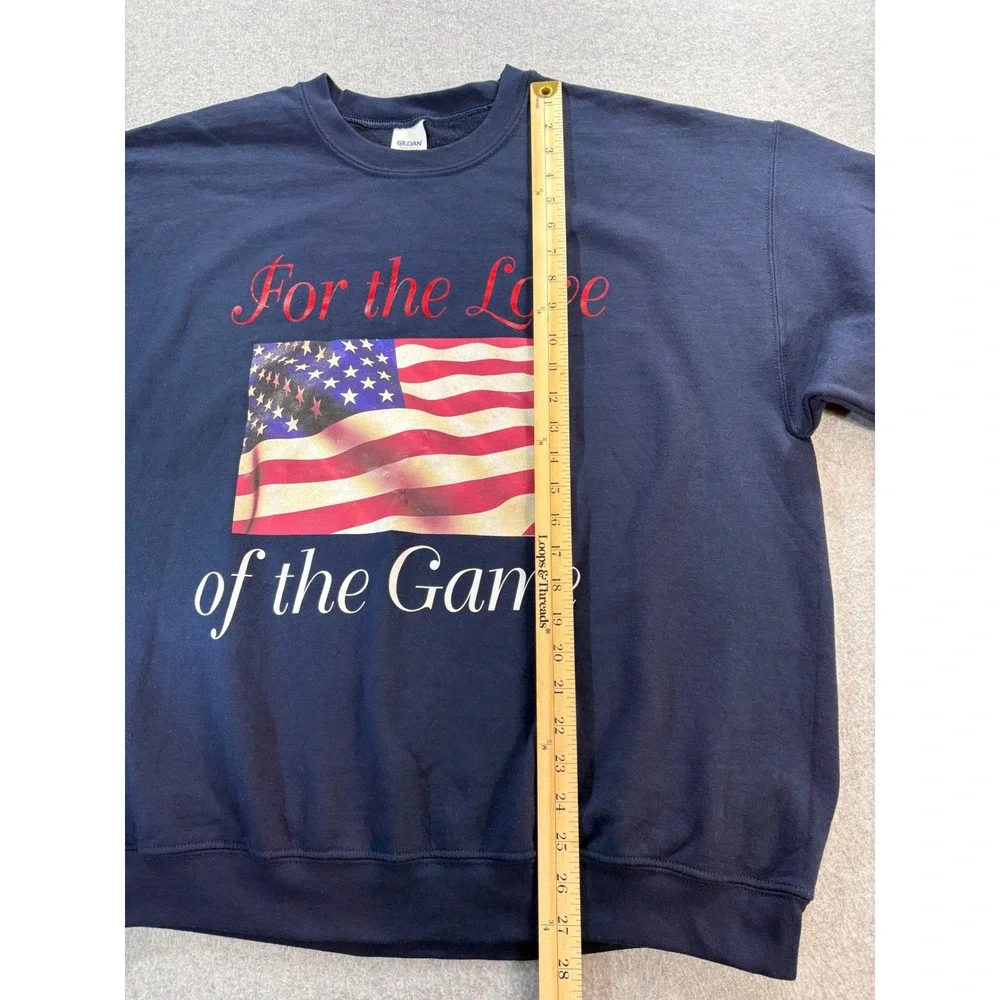 Gildan Heavy Blend Blue For the Love of the Game American‎ Flag Sweatshirt XL